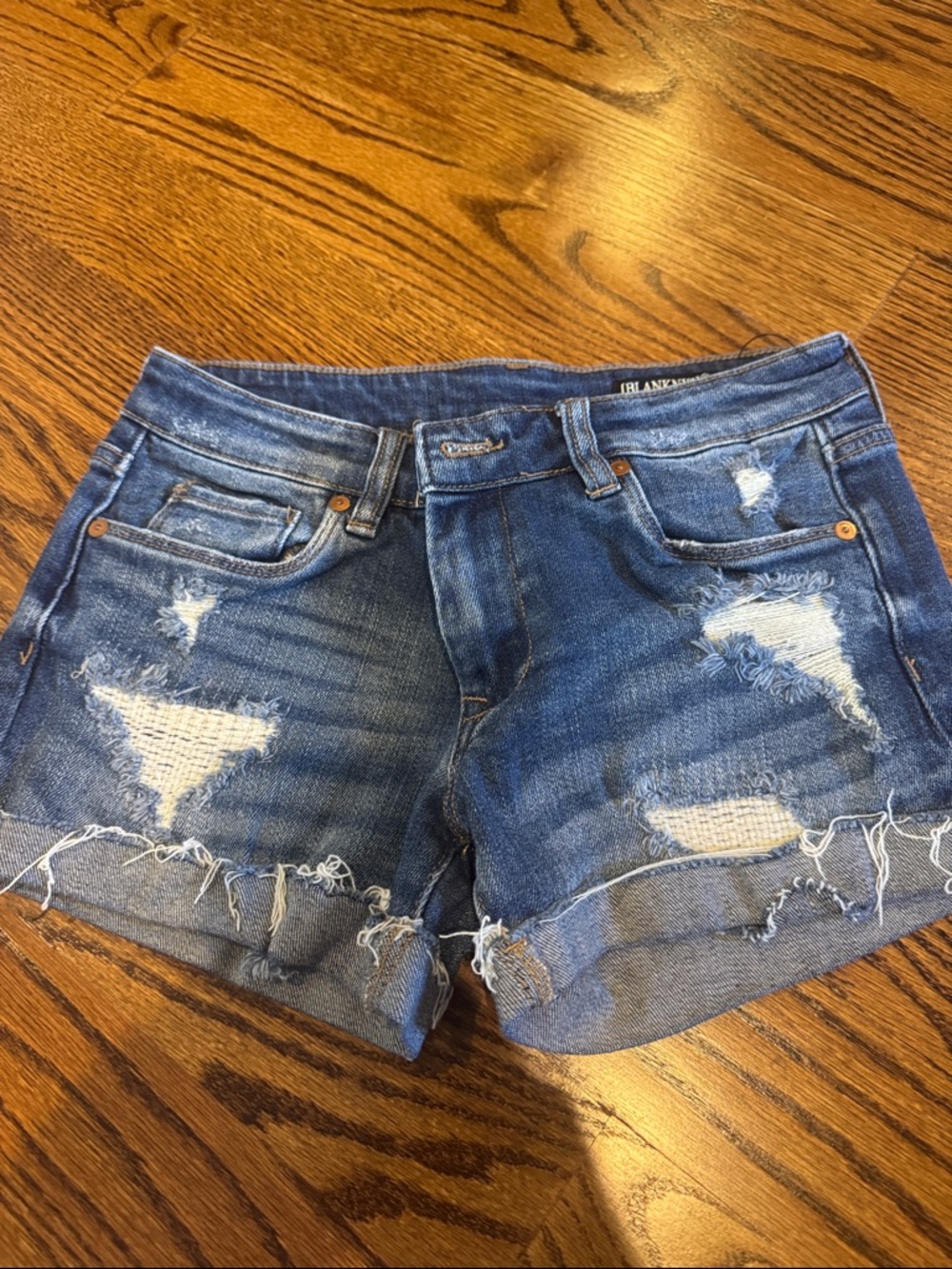 Blank NYC Distressed Dark Blue Denim Cutoff Shorts